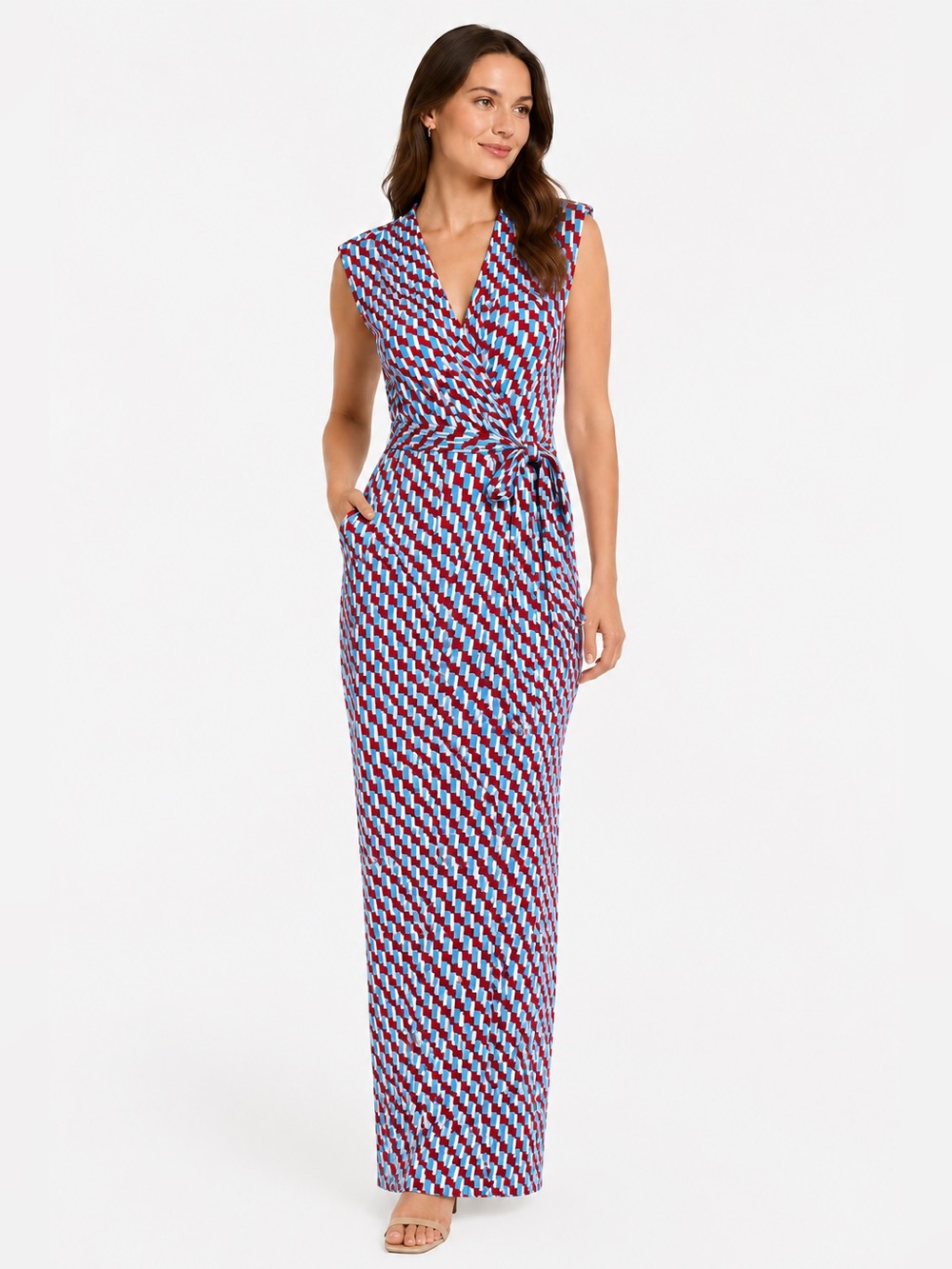 Diane Von Furstenberg Wrap Maxi Dress – Size M 💙❤️